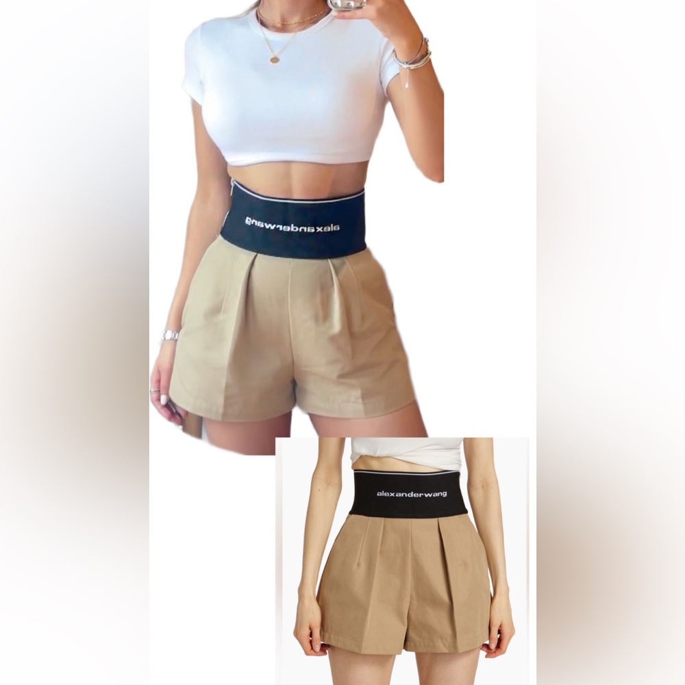 Alexander Wang Tan High-Waisted Shorts